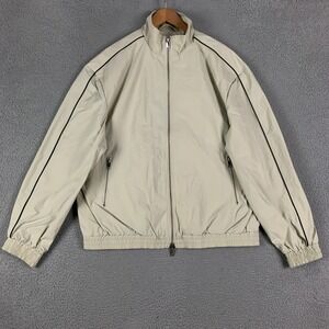Han Kjobenhavn Jacket Men's XL Tan Beige Full Zip Mesh Lined Windbreaker Piping